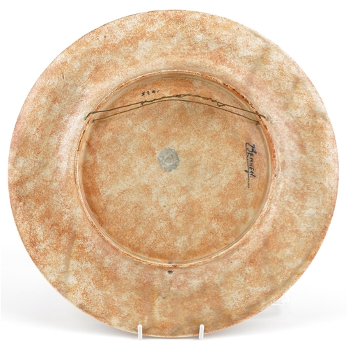 394 - Harold Bennett for Burleigh Ware stylized charger, signature to back, 36cm in diameter