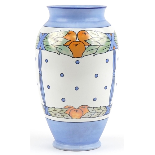 337 - Charlotte Rhead for Burleigh Ware abstract fruit vase, signature mark to the base, 31cm high