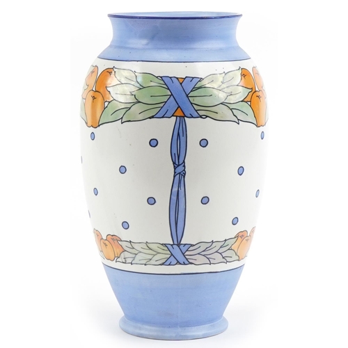 337 - Charlotte Rhead for Burleigh Ware abstract fruit vase, signature mark to the base, 31cm high