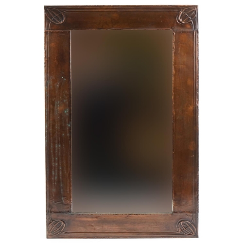 2295 - Arts & Crafts style copper mirror, 66cm x 40cm