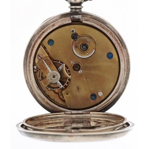 3353 - Kendal & Dent, silver open face key wind pocket watch having enamelled and subsidiary dials with Rom... 