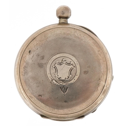 3310 - Waltham Mass, Victorian gentlemen's silver open face keyless pocket watch, having enamelled and subs... 