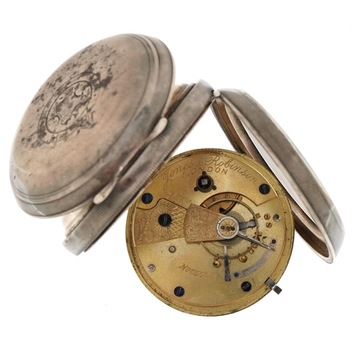 3169 - Jones & Robinson, Edwardian silver gentlemen's open face key wind pocket watch having enamelled and ... 