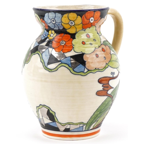 321 - Charlotte Rhead for Wardle Swansea Ware abstract floral pitcher, 27cm high