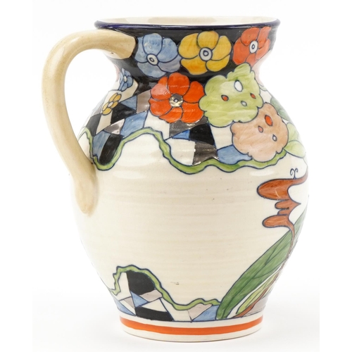 321 - Charlotte Rhead for Wardle Swansea Ware abstract floral pitcher, 27cm high