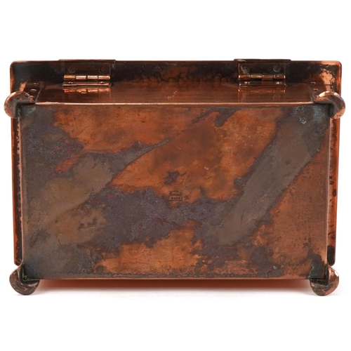 133 - Cambray Ware Arts & Crafts copper and wooden box and cover, 5.5cm H x 19cm W x 12cm D