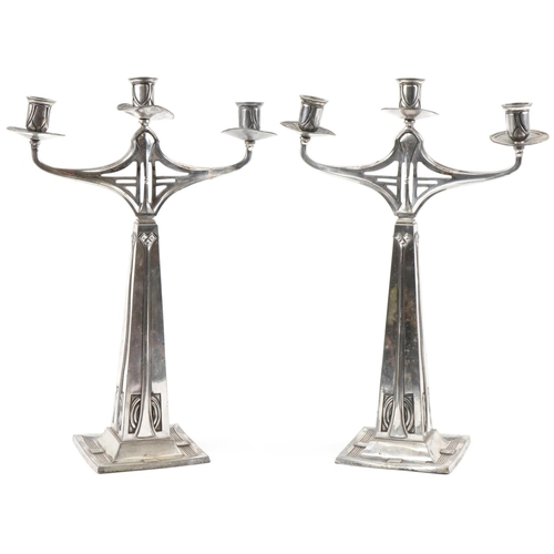 481 - Large pair of WMF Art Nouveau silverplated candlesticks, each 40cm high