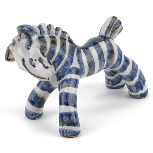 428 - Rare Denby prototype model of a blue striped zebra, 13cm x 18cm