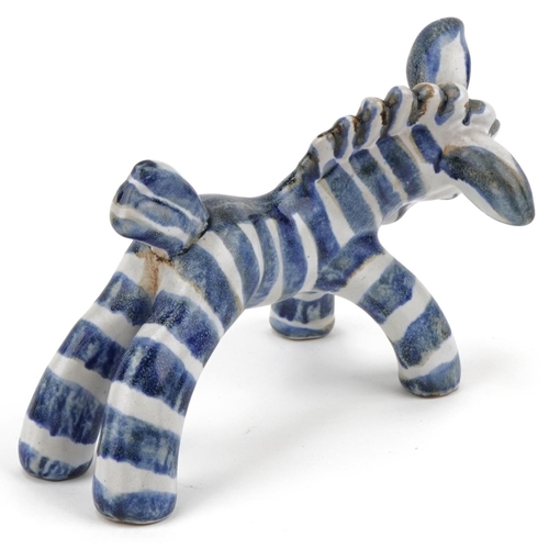 428 - Rare Denby prototype model of a blue striped zebra, 13cm x 18cm