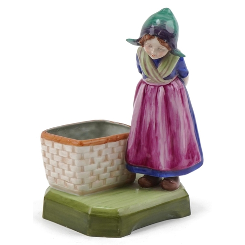 474 - Royal Dux Czechoslovakia figurine of a Dutch girl with basket, numbered 3111 to the base, 25cm high