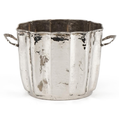 504 - Art Deco silver plated ice bucket, various stamp marks to the base, 20cm high x 32cm wide