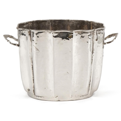 504 - Art Deco silver plated ice bucket, various stamp marks to the base, 20cm high x 32cm wide