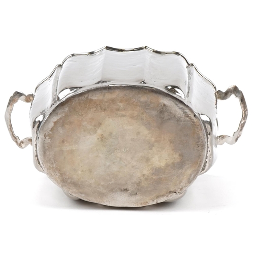 504 - Art Deco silver plated ice bucket, various stamp marks to the base, 20cm high x 32cm wide