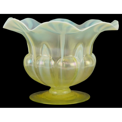 284 - *WITHDRAWN*Vaseline glass vase, 18cm high x 25cm in diameter