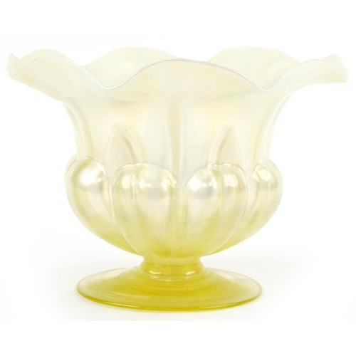 284 - *WITHDRAWN*Vaseline glass vase, 18cm high x 25cm in diameter