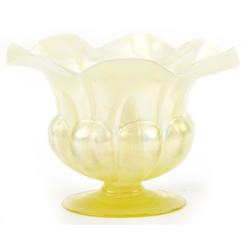 284 - *WITHDRAWN*Vaseline glass vase, 18cm high x 25cm in diameter