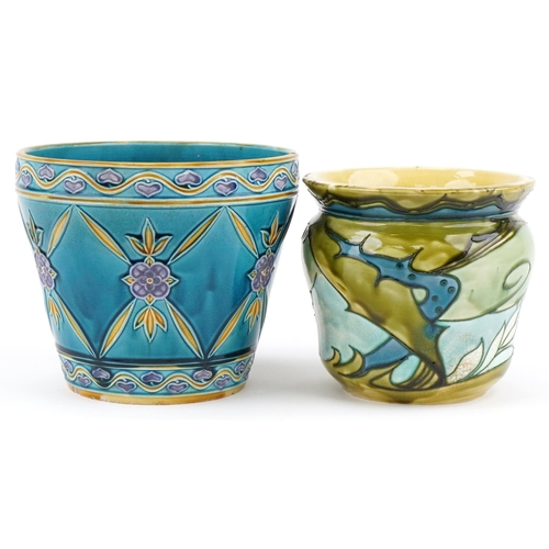 196 - Minton Secessionist flower pot together with a Minton number 15 jardinière, the largest 18cm high