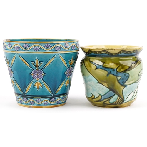 196 - Minton Secessionist flower pot together with a Minton number 15 jardinière, the largest 18cm high