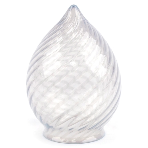 98 - Vaseline spiral glass lampshade, 20cm high