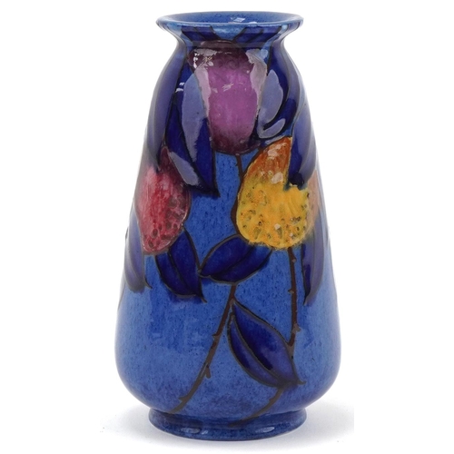 213 - Charlotte Rhead for Burleigh Ware Blue Plums floral vase, signature and numbered 4497 to base, 16cm ... 