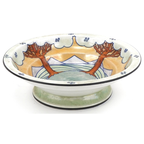 335 - Charlotte Rhead stylized tree and mountain bowl for Lawleys, signature and numbered 4100 to the base... 