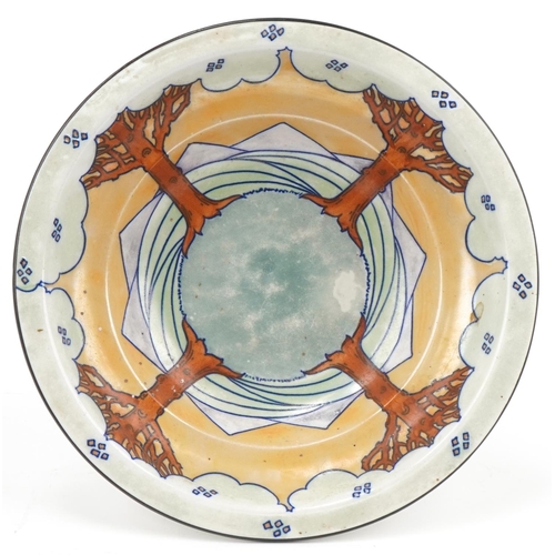 335 - Charlotte Rhead stylized tree and mountain bowl for Lawleys, signature and numbered 4100 to the base... 