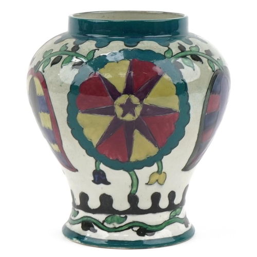 246 - Frederick Rhead for Royal Cauldon Cairoware vase decorated with Bokhara Ganges, 18cm high