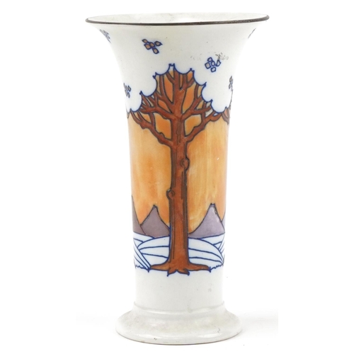 336 - Charlotte Rhead stylized tree and mountain vase for Lawleys, signature and numbered 4100 to the base... 