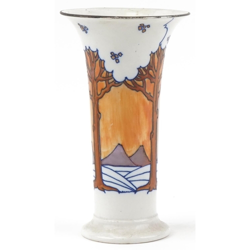 336 - Charlotte Rhead stylized tree and mountain vase for Lawleys, signature and numbered 4100 to the base... 