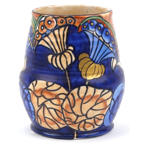 307 - Charlotte Rhead for Bursley Ware pottery vase with stylized thistle, numbered 1975 to base, 14cm hig... 