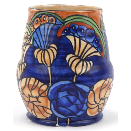 307 - Charlotte Rhead for Bursley Ware pottery vase with stylized thistle, numbered 1975 to base, 14cm hig... 