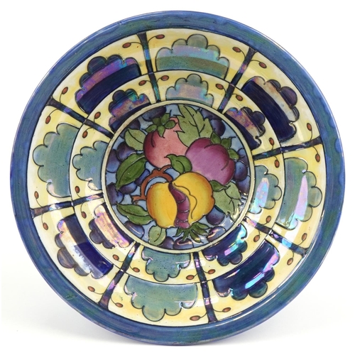 215 - Charlotte Rhead for Burleigh Ware fruit Lustre bowl numbered 4348 and signature to the base, 26cm in... 