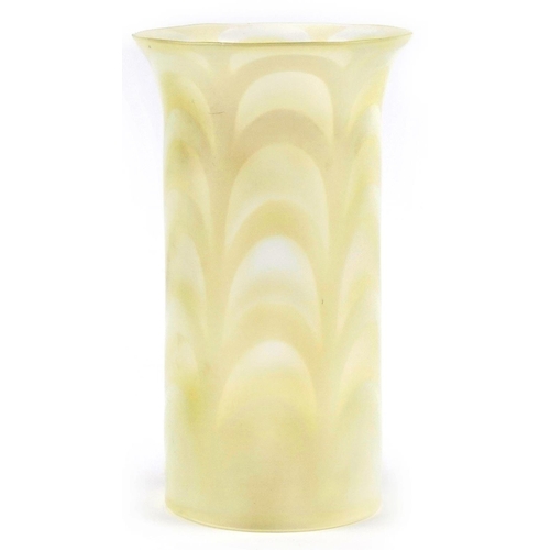 94 - Vaseline wave design glass lampshade, 20cm high