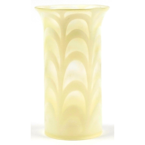 94 - Vaseline wave design glass lampshade, 20cm high