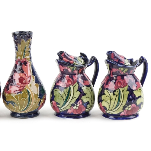 376 - Six pieces of Charlotte Rhead for Bursley Ware Seed Poppy including water jugs, the largest 22cm hig... 