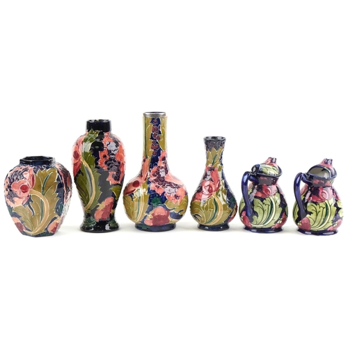 376 - Six pieces of Charlotte Rhead for Bursley Ware Seed Poppy including water jugs, the largest 22cm hig... 