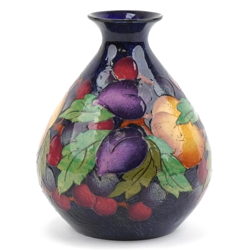 212 - Charlotte Rhead Burleigh Ware Blue Plums vase, signature and numbered 4108 to base, 17cm high