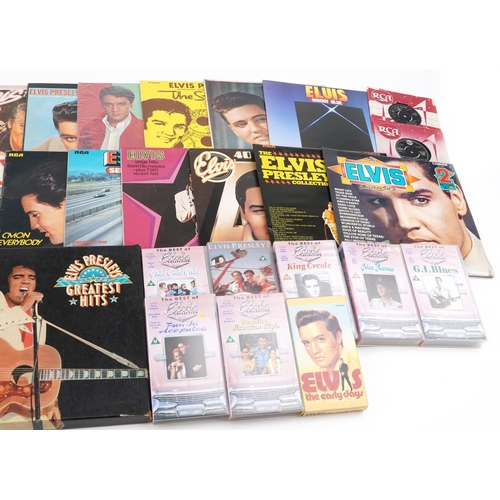 1484 - Elvis Presley vinyl LP records, VHS cassettes and picture disc