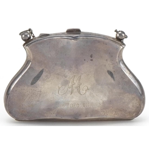 1239 - Gilmour & Watson, George V silver concertina purse, Birmingham 1911, 11cm wide, 95.8g