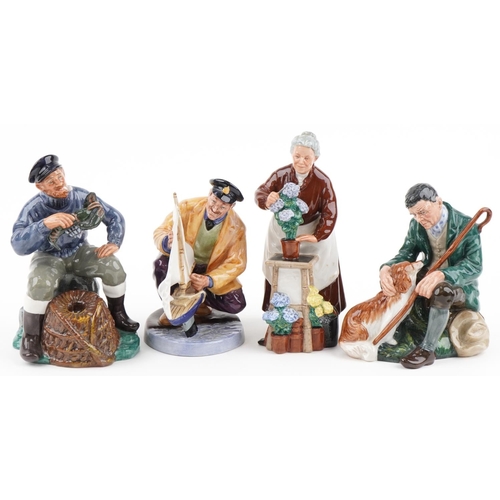 2103 - Four Royal Doulton porcelain figures comprising The Lobster Man HN2317, Sailor's Holiday HN2442, The... 