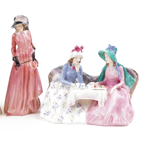 2113 - Four Royal Doulton porcelain figurines comprising Autumn Breezes HN1911, Afternoon Tea HN1747, Maure... 