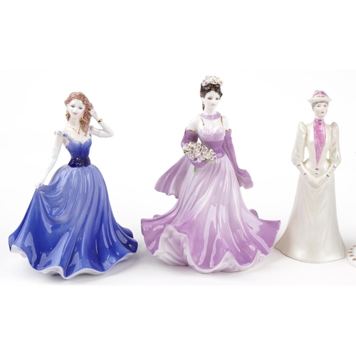 2104 - Six Coalport porcelain figurines including Lyndsey, Diane and Brenda, the largest 24cm high