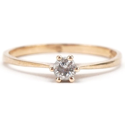 3462 - 9ct gold diamond solitaire ring, the diamond approximately 2.65mm in diameter, size M, 1.1g