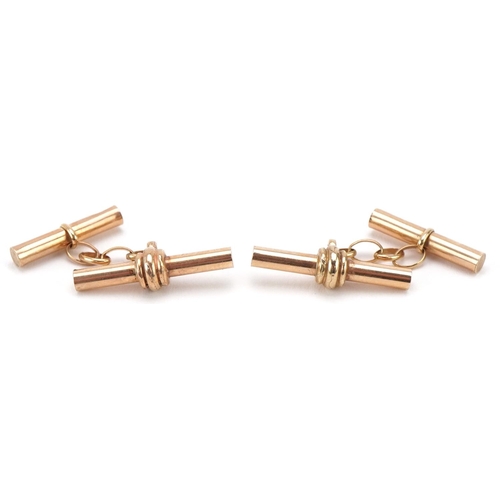 3151 - Pair of 9ct gold T bar cufflinks, each 2.5cm in length, total 2.6g