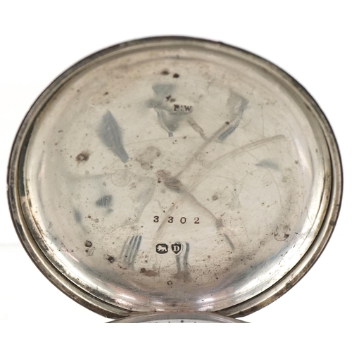 2536 - Lund Brothers, military interest gentlemen's silver full hunter pocket watch, the dust cover engrave... 