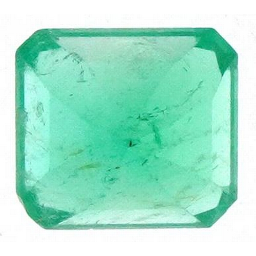 3221 - Columbian rectangle cut emerald, approximately 6.10mm x 5.40mm x 5.0mm deep