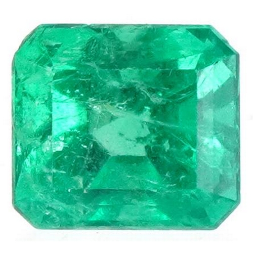 3221 - Columbian rectangle cut emerald, approximately 6.10mm x 5.40mm x 5.0mm deep