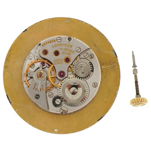 3432 - Longines, gentlemen's manual wind wristwatch movement numbered 11274833, 29mm in diameter