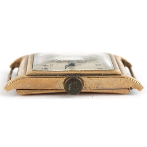 3482 - Bravingtons, Art Deco gentlemen's 9ct gold manual wind wristwatch having silvered dial with Arabic n... 