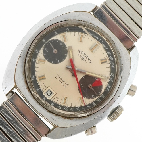 3258 - Rotary, vintage gentlemen's Rotary chronograph manual wind wristwatch, the case numbered 664151, 38m... 